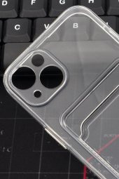 iPhone 13 Uyumlu Kredi Kartlıklı Şeffaf Kılıf Kamera Korumalı thumbnail 3