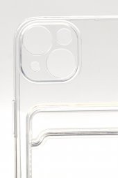 iPhone 13 Uyumlu Kredi Kartlıklı Şeffaf Kılıf Kamera Korumalı thumbnail 5