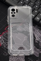 Xiaomi Redmi Note 10 Uyumlu Kredi Kartlıklı Şeffaf Kılıf Kamera Korumalı thumbnail 1