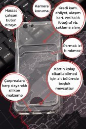 iPhone 6 Uyumlu Kredi Kartlıklı Şeffaf Kılıf Kamera Korumalı - 2