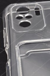 Xiaomi Redmi Note 10 Uyumlu Kredi Kartlıklı Şeffaf Kılıf Kamera Korumalı thumbnail 3