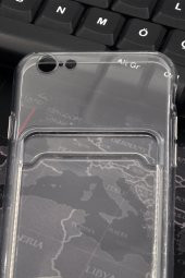 iPhone 6 Uyumlu Kredi Kartlıklı Şeffaf Kılıf Kamera Korumalı - 3