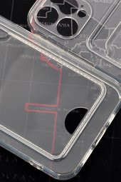 iPhone 12 Pro Uyumlu Kredi Kartlıklı Şeffaf Kılıf Kamera Korumalı thumbnail 6