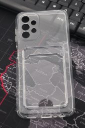 Samsung A13 Uyumlu Kredi Kartlıklı Şeffaf Kılıf Kamera Korumalı thumbnail 1