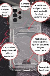 Samsung A13 Uyumlu Kredi Kartlıklı Şeffaf Kılıf Kamera Korumalı thumbnail 2