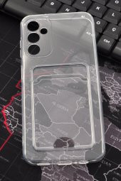 Samsung A14 Uyumlu Kredi Kartlıklı Şeffaf Kılıf Kamera Korumalı thumbnail 1