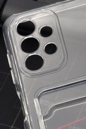 Samsung A13 Uyumlu Kredi Kartlıklı Şeffaf Kılıf Kamera Korumalı thumbnail 3