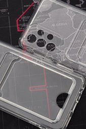 Samsung A13 Uyumlu Kredi Kartlıklı Şeffaf Kılıf Kamera Korumalı thumbnail 4