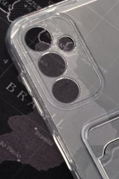 Samsung A14 Uyumlu Kredi Kartlıklı Şeffaf Kılıf Kamera Korumalı thumbnail 3