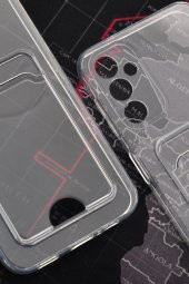 Samsung A14 Uyumlu Kredi Kartlıklı Şeffaf Kılıf Kamera Korumalı thumbnail 4