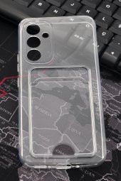 Samsung A54 Uyumlu Kredi Kartlıklı Şeffaf Kılıf Kamera Korumalı thumbnail 1