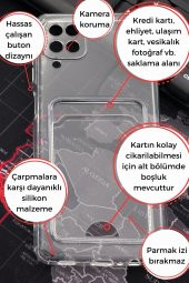 Samsung A12 Uyumlu Kredi Kartlıklı Şeffaf Kılıf Kamera Korumalı thumbnail 2