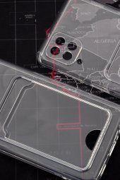 Samsung A12 Uyumlu Kredi Kartlıklı Şeffaf Kılıf Kamera Korumalı thumbnail 4