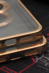 iPhone 11 Uyumlu Altın Sarı Gold Renkli Kenarlı Lazerli Şeffaf Kılıf Lens Korumalı thumbnail 4