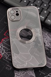 iPhone 11 Uyumlu Siyah Renkli Kenarlı Lazerli Şeffaf Kılıf Lens Korumalı thumbnail 1