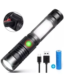 Black Watton WT-601 Zoomlu ve Geniş Açılı P50 Led Şarjlı El Feneri - 14