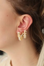 Krem Renk Doğal Taş Detay Küpe Seti thumbnail 2