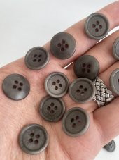 Gritti Group 4 Delikli Organik Düğme 17.5 mm Gri 100 Adet - 3
