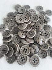 Gritti Group 4 Delikli Organik Düğme 17.5 mm Gri 100 Adet - 6