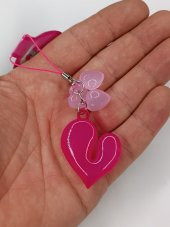 Jelibon Kalp Telefon Askısı Çanta Cüzdan Süsü Koyu Pembe 003 - 3