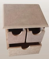 Hobi Adn 90241 Dekoratif Makyaj Kutusu 3 Çekmece Ahşap MDF HAM El Yapım - 4