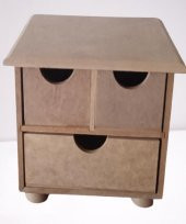 Hobi Adn 90241 Dekoratif Makyaj Kutusu 3 Çekmece Ahşap MDF HAM El Yapım - 7