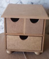 Hobi Adn 90241 Dekoratif Makyaj Kutusu 3 Çekmece Ahşap MDF HAM El Yapım - 9