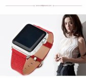 Ally Apple Watch 7-8 45mm 6-5-4 44mm Kordon Kayış Deri İnce Sim İşlemeli 3-2-1 42mm - 5