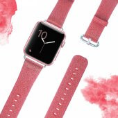 Ally Apple Watch 7-8 45mm 6-5-4 44mm Kordon Kayış Deri İnce Sim İşlemeli 3-2-1 42mm - 6