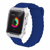 Ally Apple İwatch İçin 6-5-4 44MM Watch Ultra 49MM Deri Loop Kayış+ Metal Koruma Kılıf 1-2-3 42MM - 5