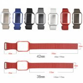 Ally Apple İwatch İçin 6-5-4 44MM Watch Ultra 49MM Deri Loop Kayış+ Metal Koruma Kılıf 1-2-3 42MM - 8