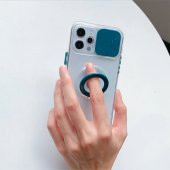Ally iPhone 11 6.1inç Kılıf Sürgülü Kamera Lens Korumalı Yüzük Standlı Silikon Kılıf - 5