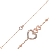 Gümüş Rose Dorissa Üç Kalp Bileklik SL1396 thumbnail 2