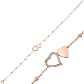 Gümüş Rose Dorissa İki Kalp Bayan Bileklik SL1395 thumbnail 1
