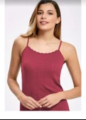 İLKE 223 BAYAN DANTELLİ JAKARLI İP ASKILI ATLET 6 ADET  BEYAZ 2XL - 7