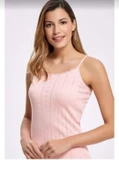 İLKE 223 BAYAN DANTELLİ JAKARLI İP ASKILI ATLET 6 ADET  BEYAZ 2XL - 4