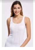 İLKE 224 BAYAN DANTELLİ JAKARLI GENİŞ ASKILI ATLET 6 ADET  SİYAH 2XL - 2