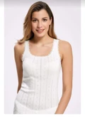 İLKE 224 BAYAN DANTELLİ JAKARLI GENİŞ ASKILI ATLET 6 ADET  SİYAH 2XL - 4