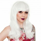 Beyaz Renk Kahküllü Dalgalı Uzun Parti Peruğu - 2