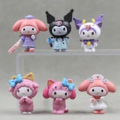 Mini Figür 6 lı Set Sanrio Kuromi My Melody Karakter Figür Oyuncak - 1