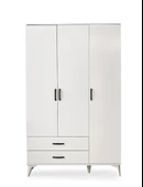 Kumsal 3 Kapılı 2 Çekmeceli Gardrop Elbise Dolabı 120x48x195cm - 1