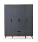 Kumsal 4 Kapılı 2 Çekmeceli Gardrop Elbise Dolabı 160x48x195cm - 7