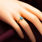 Baget Firuze Taşlı Altın Yüzük 22 Ayar thumbnail 2