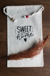 20x30cm - 2 Adet Keten Sweet Home Çok Amaçlı Kese - Saklama Torbası - Bakliyat Kesesi - 3