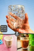 2'li Yıldız Simli Çift Cidarlı Bardak Kahve Sunum Kokteyl Bardağı Isıya Dayanıklı Borosilikat 350ml - 1