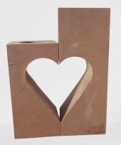 Hobi Adn 90244 Dekoratif Mumluk Kalp Şeklinde İkili Ahşap MDF HAM CNC Kesim El Yapım - 1