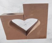 Hobi Adn 90244 Dekoratif Mumluk Kalp Şeklinde İkili Ahşap MDF HAM CNC Kesim El Yapım - 7