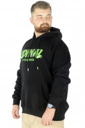 Mode XL Büyük Beden Erkek Sweatshirt Kapşonlu Kanguru Revival 22545 Siyah - 2