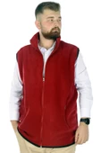 Mode XL Erkek Polar Yelek Dik Yaka Fermuarlı 22549 Bordo - 1