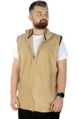Mode XL Erkek Polar Yelek Dik Yaka Fermuarlı 22549 Bej thumbnail 4